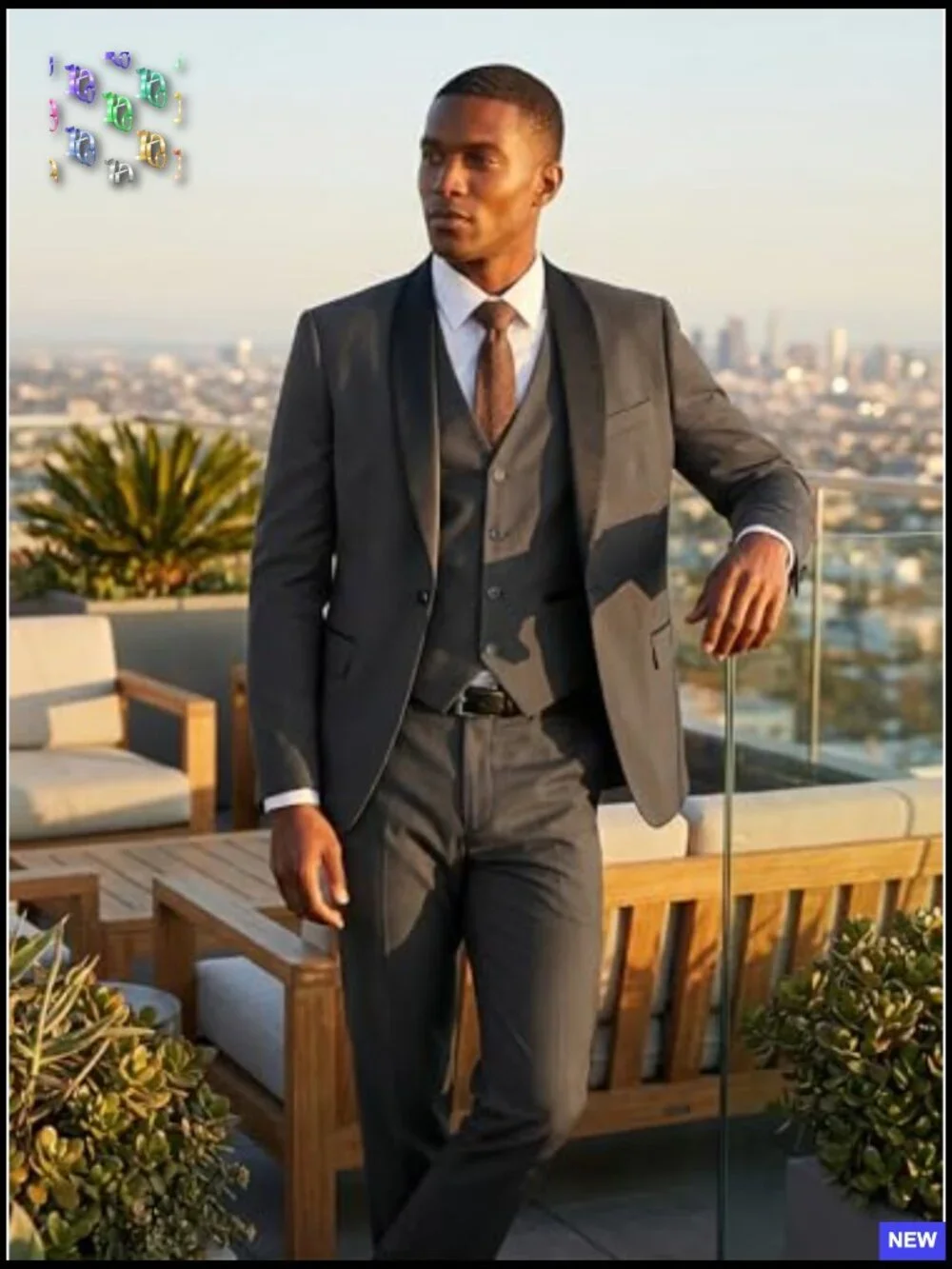 Slim Fit Tuxedo Suit Three Piece Shawl Lapel Formal Wedding Modern